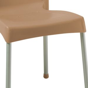 Crafted polypropylene chair in cappuccino color - aluminum leg