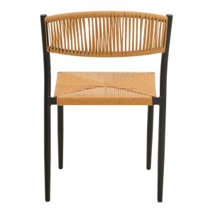 CHAIR CURA, ALUMINUM IN BLACK - RATTAN IN NATURAL COLOR 53X59X78CM