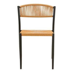 CHAIR CURA, ALUMINUM IN BLACK - RATTAN IN NATURAL COLOR 53X59X78CM