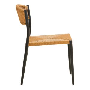 CHAIR CURA, ALUMINUM IN BLACK - RATTAN IN NATURAL COLOR 53X59X78CM