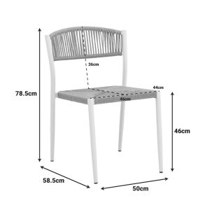 CHAIR CURA, ALUMINUM IN BLACK - RATTAN IN NATURAL COLOR 53X59X78CM