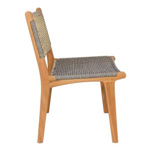 Darien chair, teak in natural shade and cream-black rope, 52x62x86cm