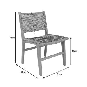 Darien chair, teak in natural shade and cream-black rope, 52x62x86cm