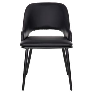 Chair Delf Hm9617,01 black Pu leather with black metal legs and wooden back 48x55x76hcm