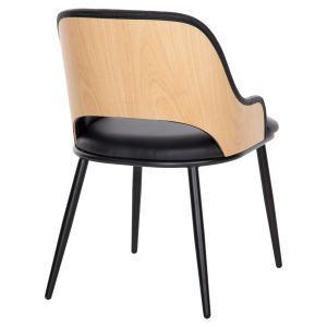 Chair Delf Hm9617,01 black Pu leather with black metal legs and wooden back 48x55x76hcm
