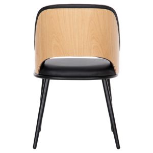 Chair Delf Hm9617,01 black Pu leather with black metal legs and wooden back 48x55x76hcm