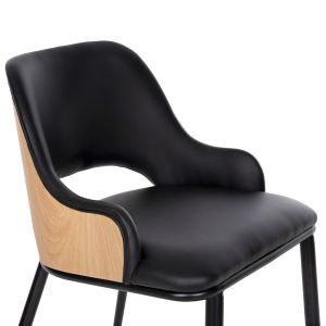 Chair Delf Hm9617,01 black Pu leather with black metal legs and wooden back 48x55x76hcm