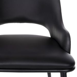 Chair Delf Hm9617,01 black Pu leather with black metal legs and wooden back 48x55x76hcm