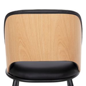 Chair Delf Hm9617,01 black Pu leather with black metal legs and wooden back 48x55x76hcm