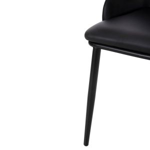 Chair Delf Hm9617,01 black Pu leather with black metal legs and wooden back 48x55x76hcm