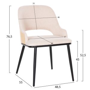 Chair Delf Hm9617,02 with beige fabric and black metal legs 48x55x76