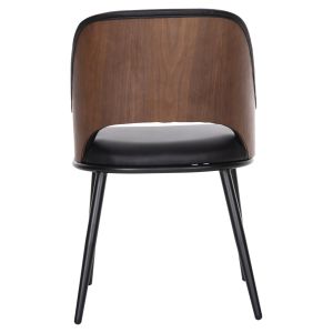 Chair Delf Hm9617,03 black Pu leather with black metal legs and wooden back 48x55x76hcm