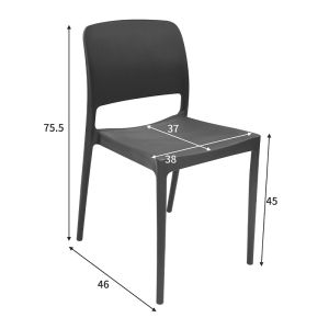 Стол Fenxy Pp в черен цвят 38x42x77см