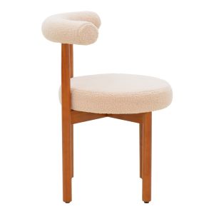 Fenza chair beige plush fabric - walnut beech legs 60x54x75cm