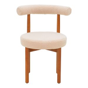 Fenza chair beige plush fabric - walnut beech legs 60x54x75cm