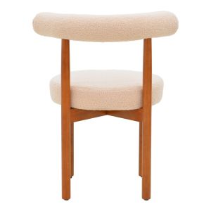 Fenza chair beige plush fabric - walnut beech legs 60x54x75cm
