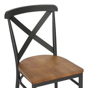 Ferona chair, dark gray frame and natural rubber wood seat, 52.5x44.5x84cm