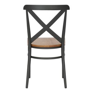 Ferona chair, dark gray frame and natural rubber wood seat, 52.5x44.5x84cm