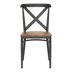 Ferona chair, dark gray frame and natural rubber wood seat, 52.5x44.5x84cm