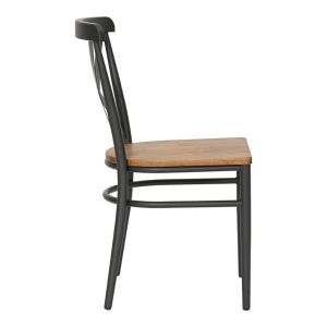 Ferona chair, dark gray frame and natural rubber wood seat, 52.5x44.5x84cm