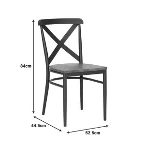 Ferona chair, dark gray frame and natural rubber wood seat, 52.5x44.5x84cm