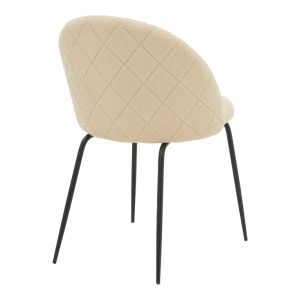 Fersais chair, ecru boucle fabric and black metal legs, 48x57x81cm