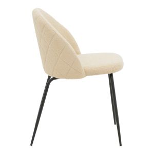 Fersais chair, ecru boucle fabric and black metal legs, 48x57x81cm