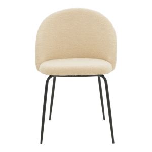 Fersais chair, ecru boucle fabric and black metal legs, 48x57x81cm