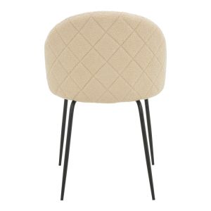 Fersais chair, ecru boucle fabric and black metal legs, 48x57x81cm