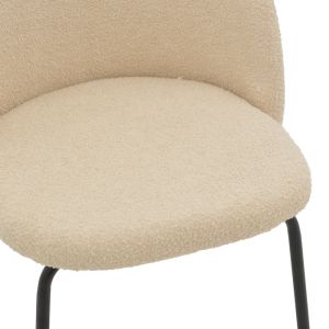 Fersais chair, ecru boucle fabric and black metal legs, 48x57x81cm