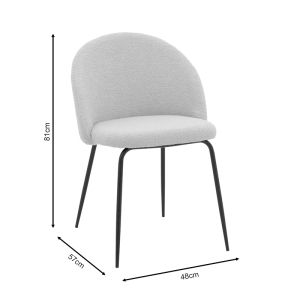Fersais chair, ecru boucle fabric and black metal legs, 48x57x81cm