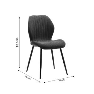 Fersity chair white textile-black metal legs 48x56.5x85.5cm