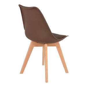 Gaston chair Pp-pu brown color - natural leg 43x51x75cm