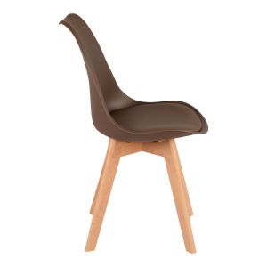 Gaston chair Pp-pu brown color - natural leg 43x51x75cm