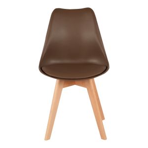 Gaston chair Pp-pu brown color - natural leg 43x51x75cm