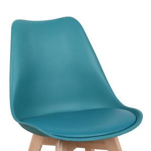 Gaston chair Pp-pu blue color - natural leg 58x47x85cm