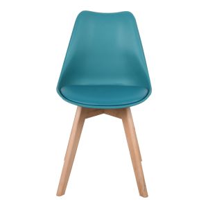 Gaston chair Pp-pu blue color - natural leg 58x47x85cm