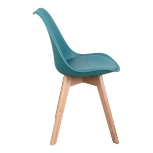 Gaston chair Pp-pu blue color - natural leg 58x47x85cm
