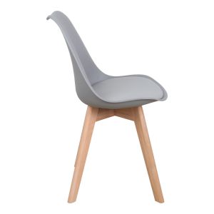 Gaston chair Pp-pu color light gray - natural leg 58x47x85cm
