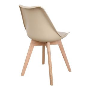 Gaston chair Pp-pu taupe color - natural leg 58x47x85cm
