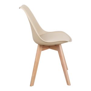 Gaston chair Pp-pu taupe color - natural leg 58x47x85cm