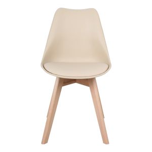 Gaston chair Pp-pu taupe color - natural leg 58x47x85cm