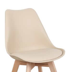 Gaston chair Pp-pu taupe color - natural leg 58x47x85cm