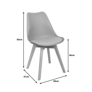 Gaston chair Pp-pu taupe color - natural leg 58x47x85cm
