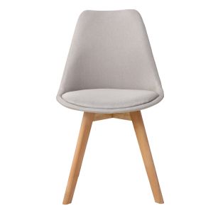 Gaston chair beige fabric and natural wood legs 56.5x43x83.5cm