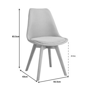Gaston chair beige fabric and natural wood legs 56.5x43x83.5cm