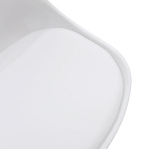 Gaston chair, plastic / Pu leather, white - natural legs, 53.5x48.5x83cm