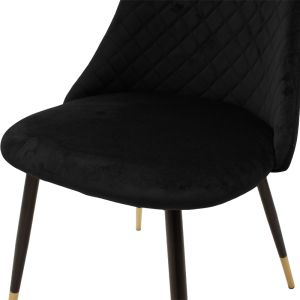 Giselle chair black velvet black legs with gold accents