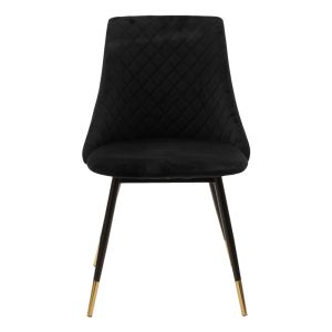 Giselle chair black velvet black legs with gold accents
