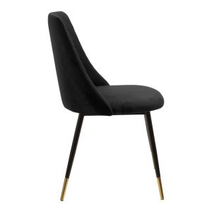 Giselle chair black velvet black legs with gold accents